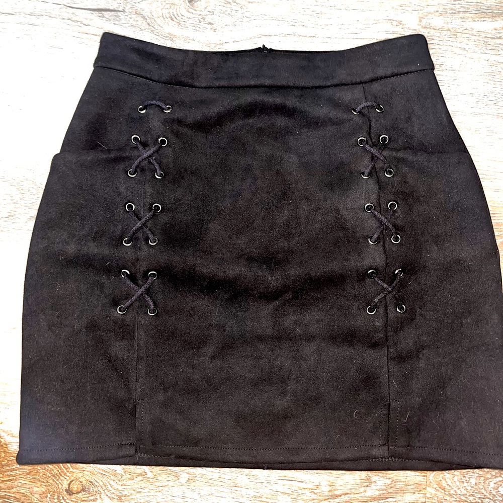 Black skirt with lace up feature on front
